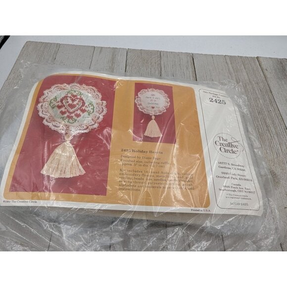 Creative Circle Cross Stitch Kit #2425 Holiday Hearts - Picture 2 of 5